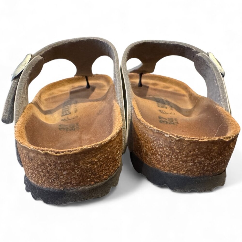 Birkenstock Gizeh Sandals EU 37 Silver Thong Leather Comfort Slides EUC - Picture 5 of 6
